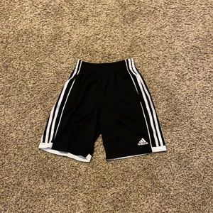 Black and white adidas shorts